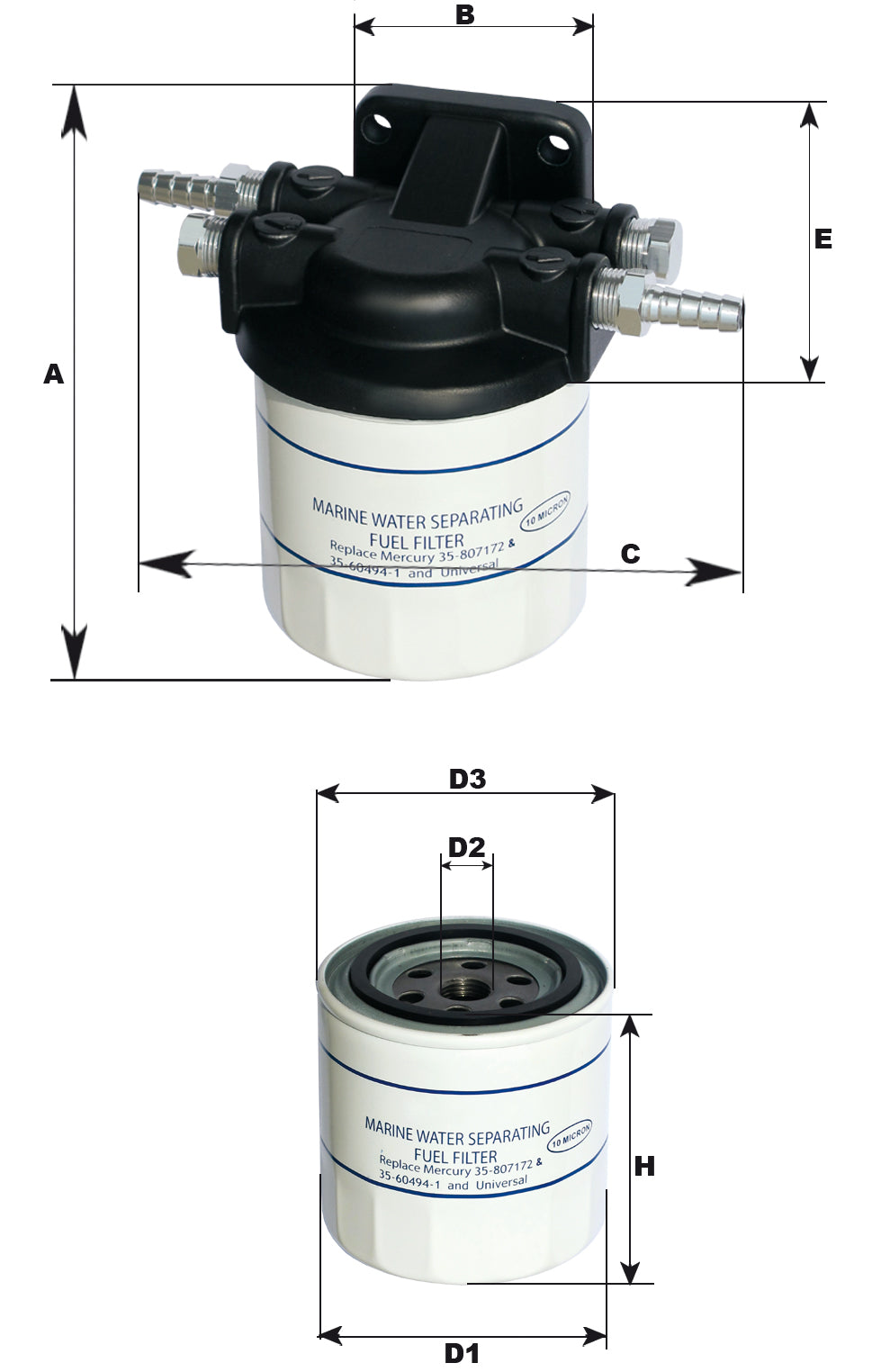Cartuccia Filtro 10 micron solo elemento ricambio 3520
